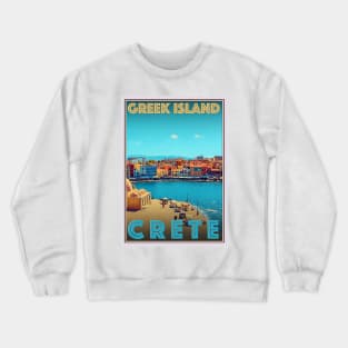 Greek Island Crete Vintage Travel Art Crewneck Sweatshirt